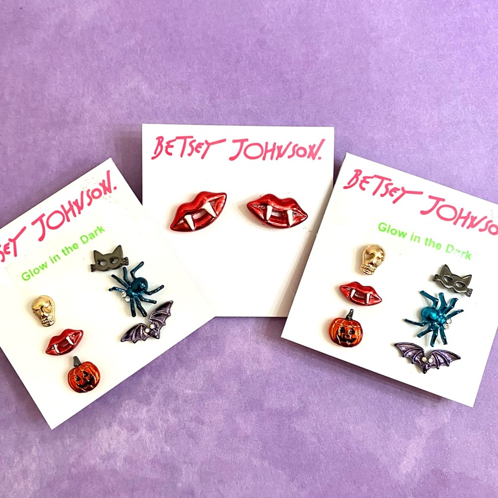Betsey Johnson ‘Creep It Real’ 3 Halloween Stud Earring Sets NWT!l/HTF!